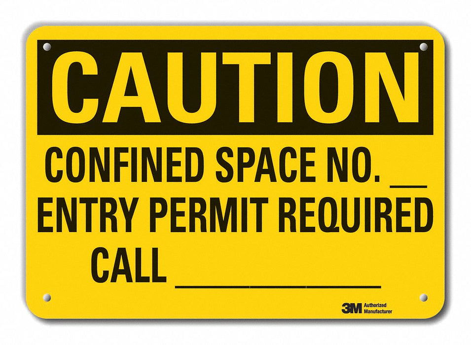 Rflct Confined Space Caution Sign 7x10in