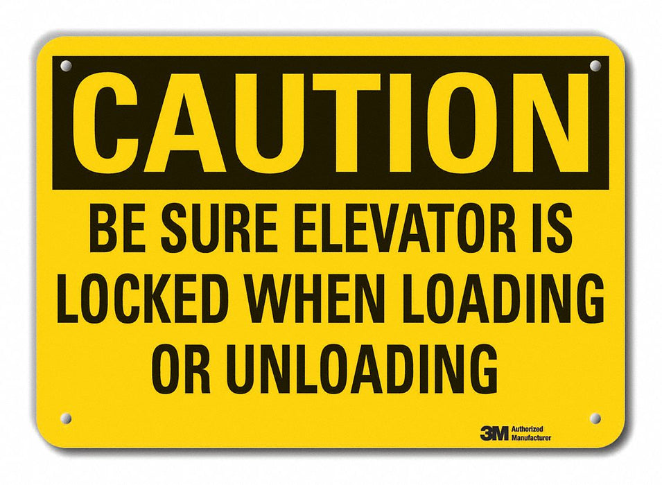 Rflct Elevator Hzrd Caution Sign 10x14in