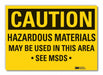Hazardous Mtrl Caution Rflct Lbl 10x14in