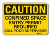 Rflct Confined Space Caution Sign 7x10in