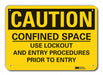 Rflct Confined Space Caution Sign 7x10in