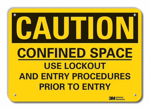 Rflct Confined Space Caution Sign 7x10in