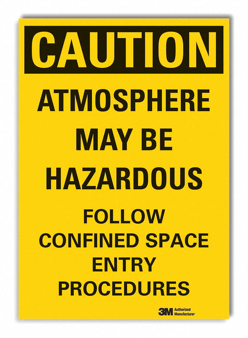 Confined Space Caution Rflct Lbl 7x5in