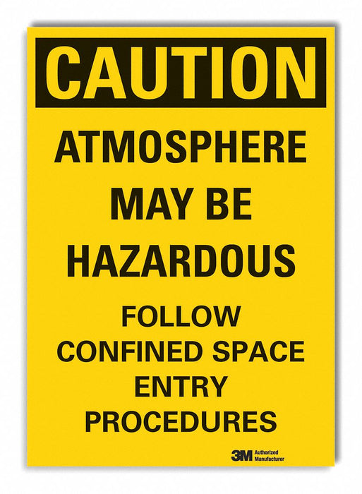 Confined Space Caution Rflct Lbl 7x5in