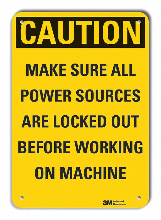 Rflct Lockout Tagout Caution Sign 7x10in