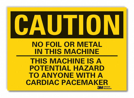 Microwave Caution Rflct Label 7inx10in