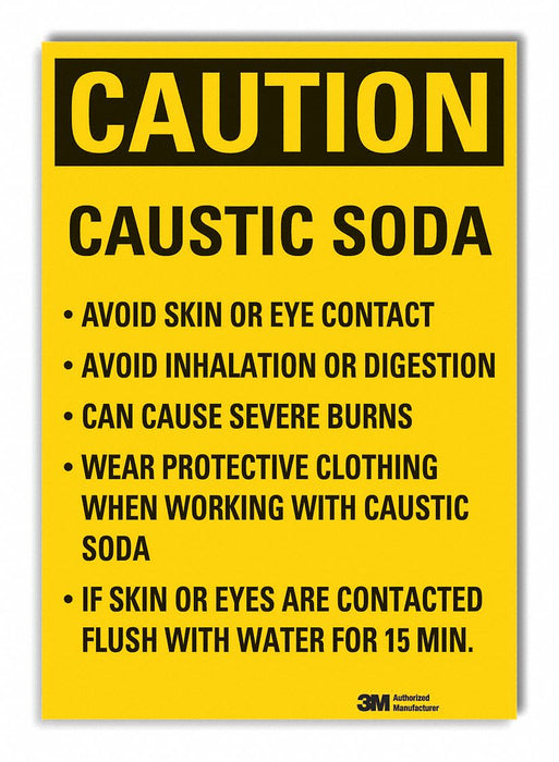 Caustic Caution Rflctv Label 5inx3.5in