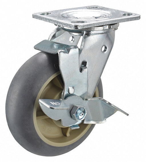 Plate Caster Swivel Rubber 7 1/4 H