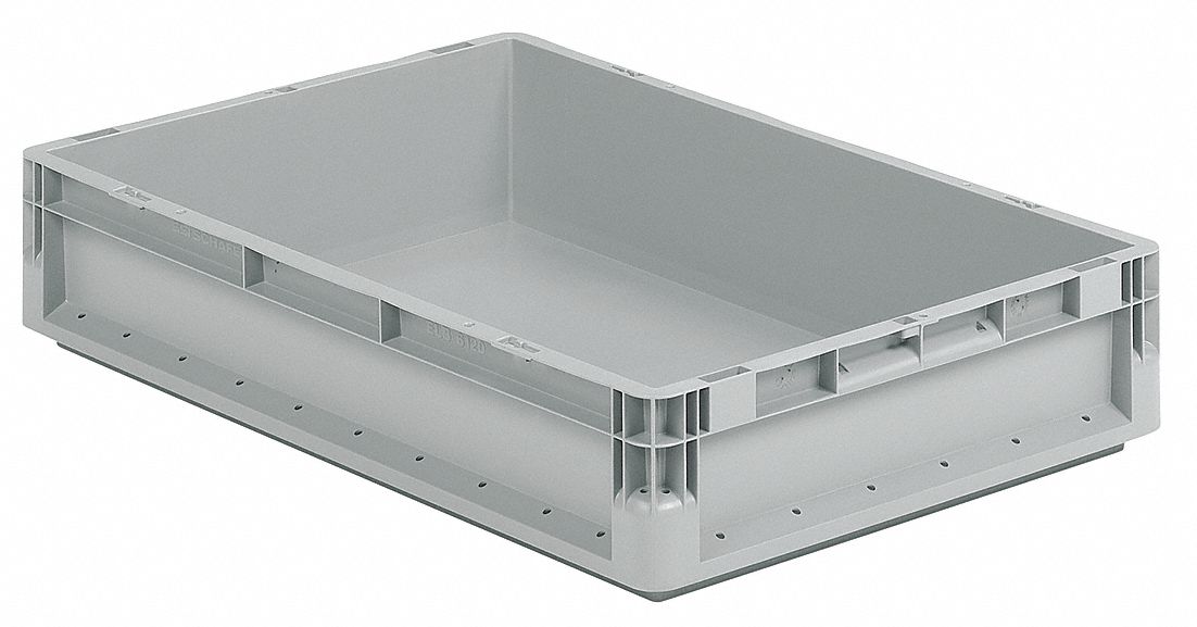 Straight Wall Container Gray Solid HDPE