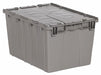 Attached Lid Container Gray Solid HDPE