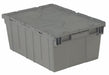 H6168 Attached Lid Container Gray Solid HDPE