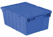H6168 Attached Lid Container Blue Solid HDPE