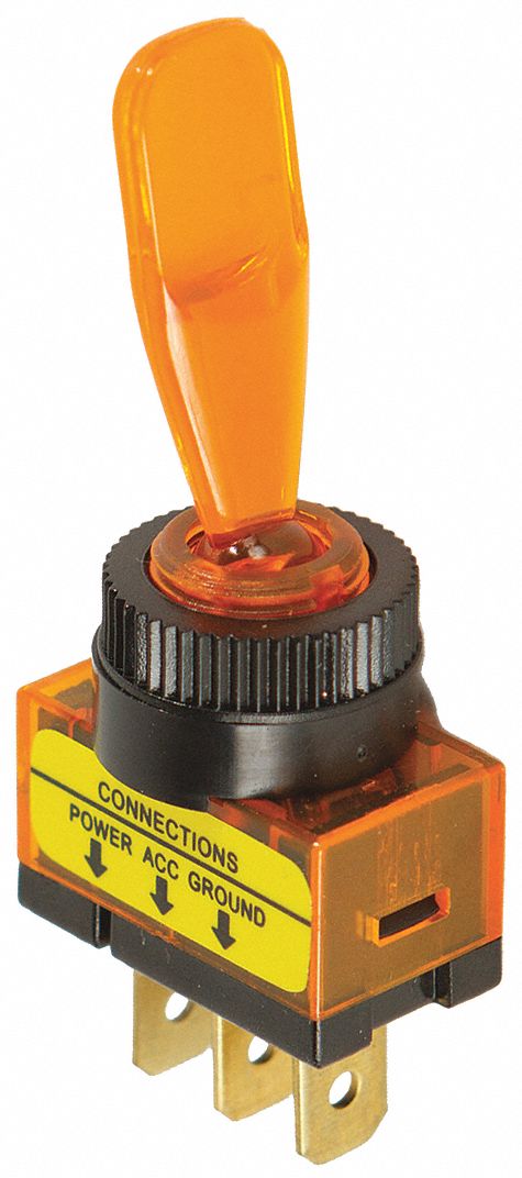 Toggle Switch SPST Amber Panel Mount