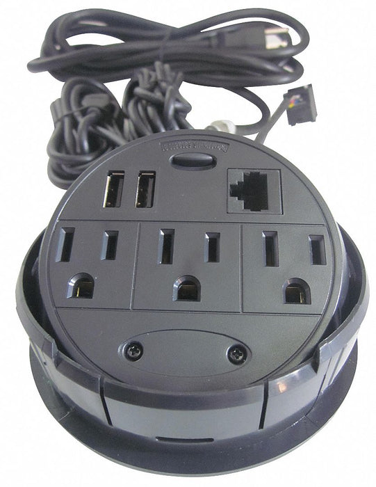 PDU 3 Outlets 12A 8 ft Cord