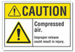 Compressed Air Caution RflctvLbl 3.5x5in