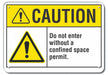 Rflct Confined Space Caution Sign 7x10in