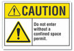 Confined Space Caut Rflct Lbl 10x14in