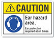 Hearing Caution Rflctv Label 10inx14in