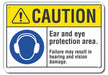 Rflctv Eye Ear Caution Sign 10x14in Alum