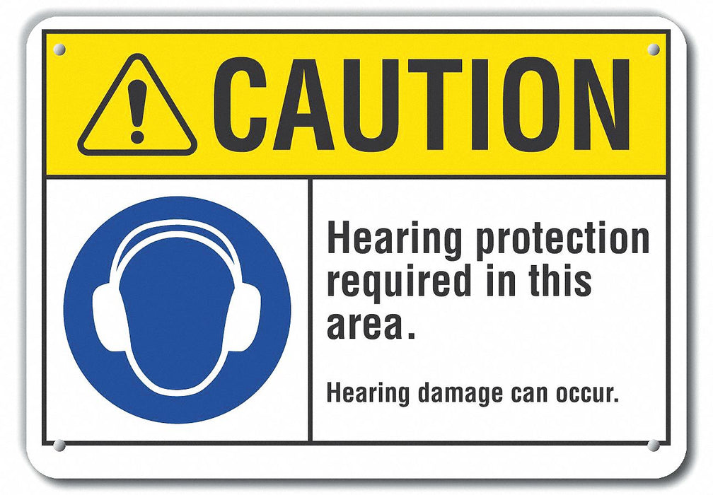 Rflctv Hearing Caution Sign 10x14in Alum