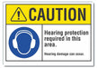 Hearing Caution Rflctv Label 7inx10in