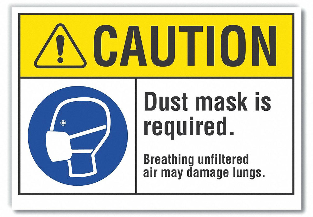 Dust Mask Caution Rflctv Label 3.5inx5in
