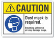 Dust Mask Caution Rflct Label 5inx7in