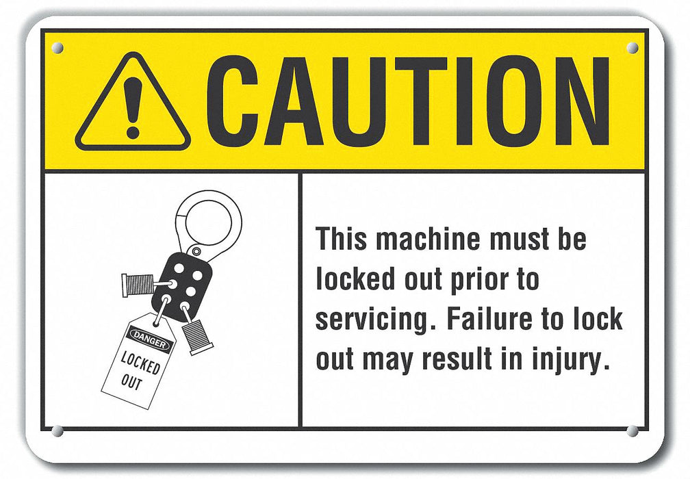 Rflct Lockout Tagout Caution Sign 7x10in