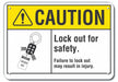 Rflctv Lockout Tagout Caut Sign 10x14in