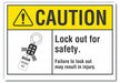Lockout Tagout Caution Rflct Lbl 7x10in