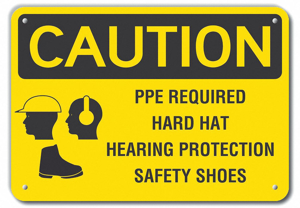 Rflct PPE Caution Sign 10x14in Alum