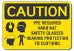 Rflct PPE Caution Sign 7x10in Aluminum