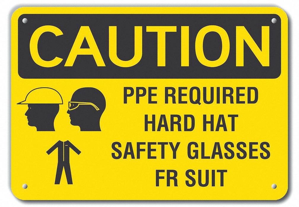 Rflct PPE Caution Sign 7x10in Aluminum