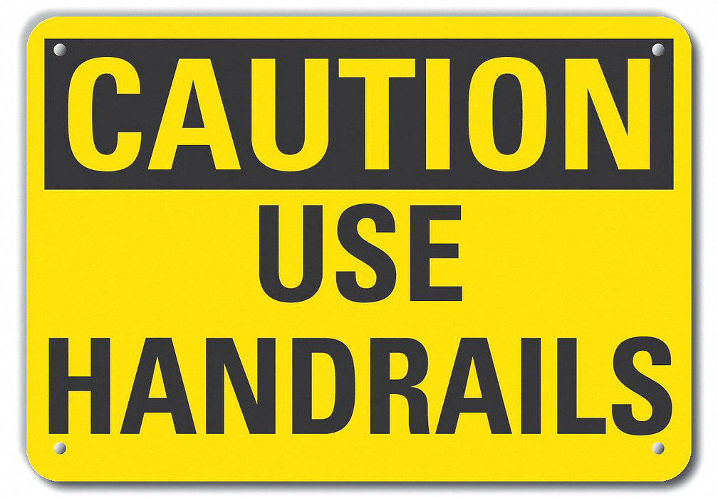 Rflct Handrail Caution Sign 7x10in Alum