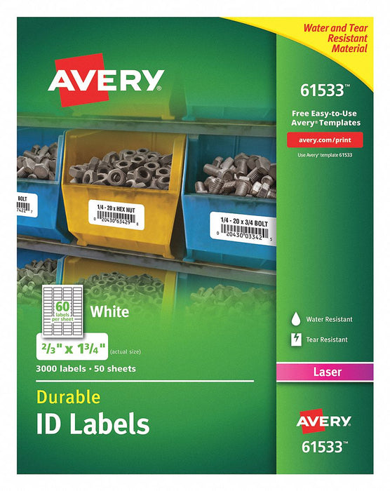 Label 1-3/4 Wx2/3 H 3000 No.of Lbls PK50