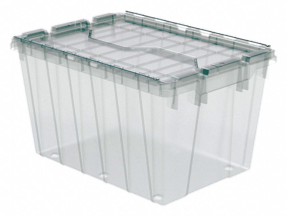 AttachedLidTote 21.5inL 15.25inW Clear