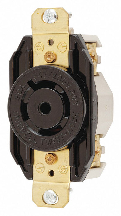 Locking Receptacle Black 347/600VAC 20A