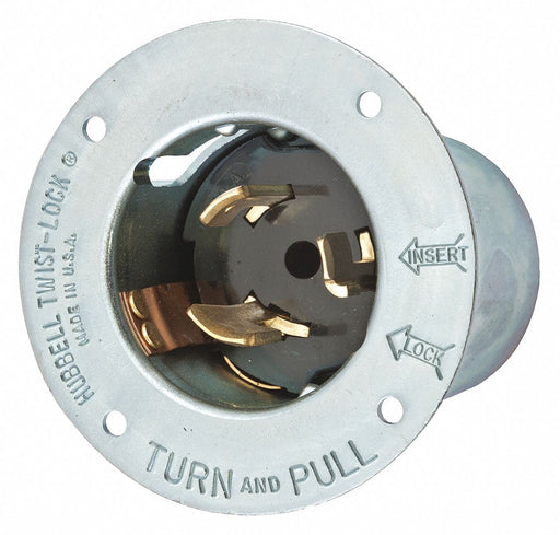 Locking Receptacle Silver 125VAC 50A