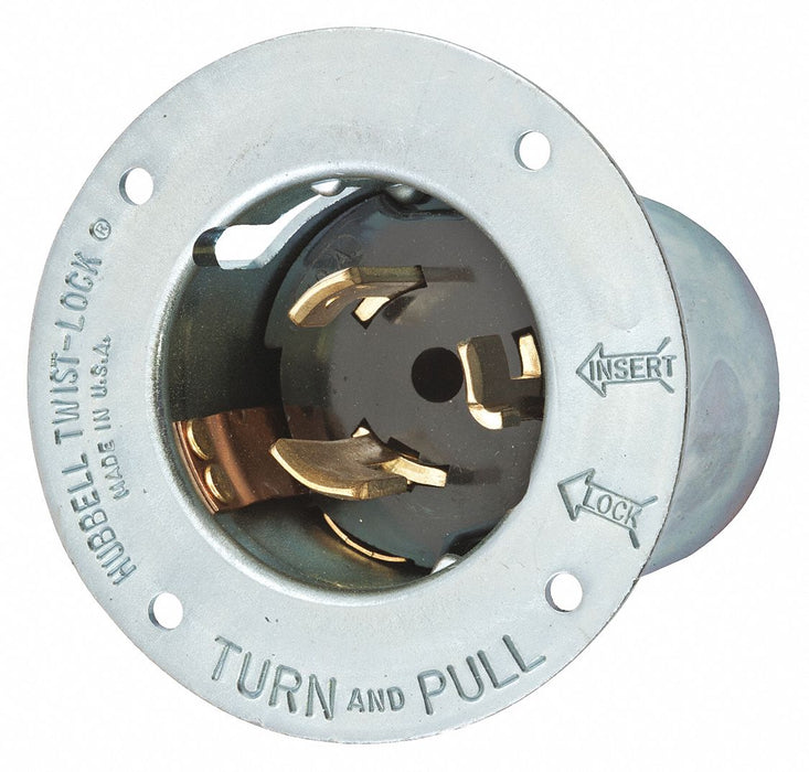 Locking Receptacle Silver 125VAC 50A