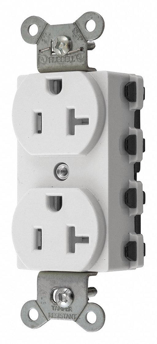 Receptacle White 20 A 2P3W Back 1PK