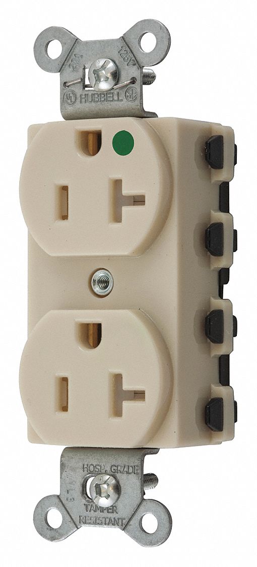 Receptacle Ivory 20 A 2P3W Back 1PK