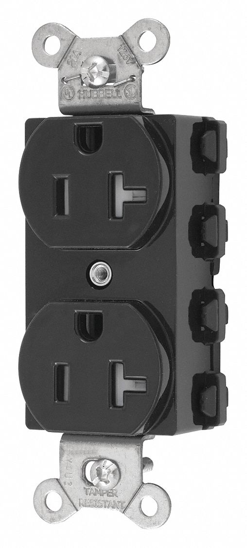 Receptacle Black 20 A 2P3W Back 1PK