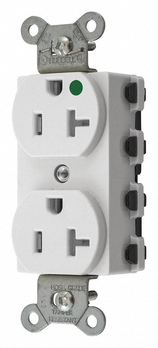 Receptacle White 20 A 2P3W Back 1PK
