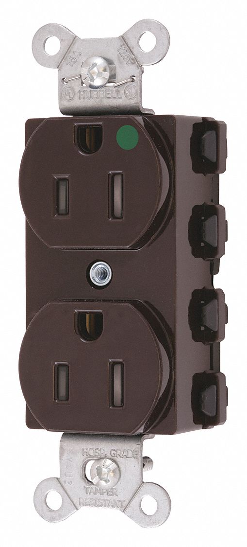 Receptacle Brown 15 A 2P3W Back 1PK