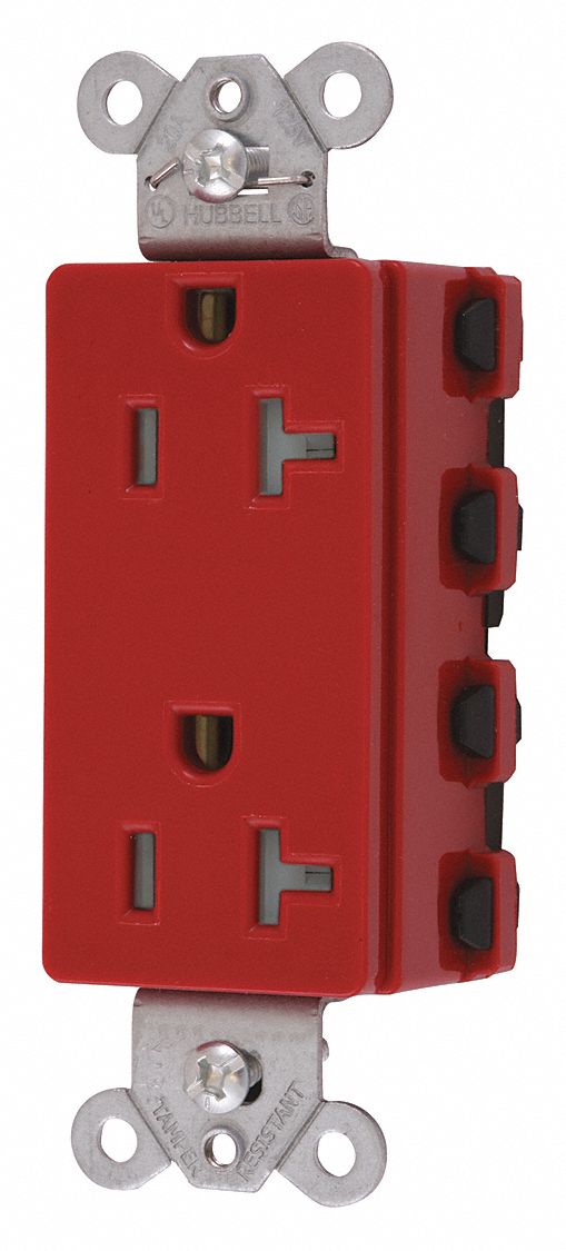 Receptacle Red 20 A 2P3W Back 1PK