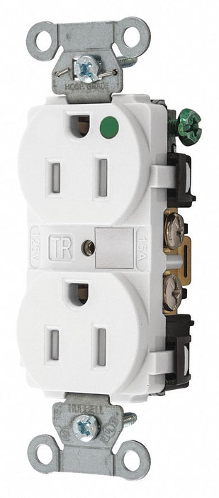 Receptacle White 15A Nylon Duplex Outlet