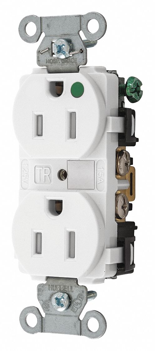 Receptacle White 15A Nylon Duplex Outlet