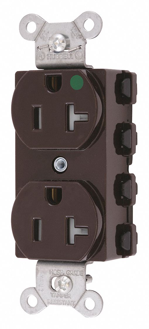 Receptacle Brown 20 A 2P3W Back 1PK