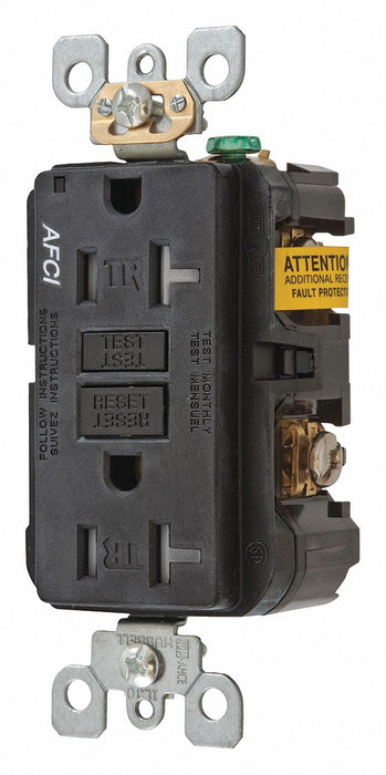 Recept Blk 20 A GFCI 2P3W Back Side 1PK