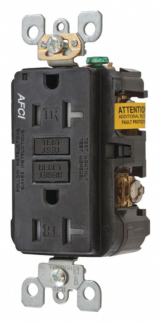 Recept Blk 20 A GFCI 2P3W Back Side 1PK